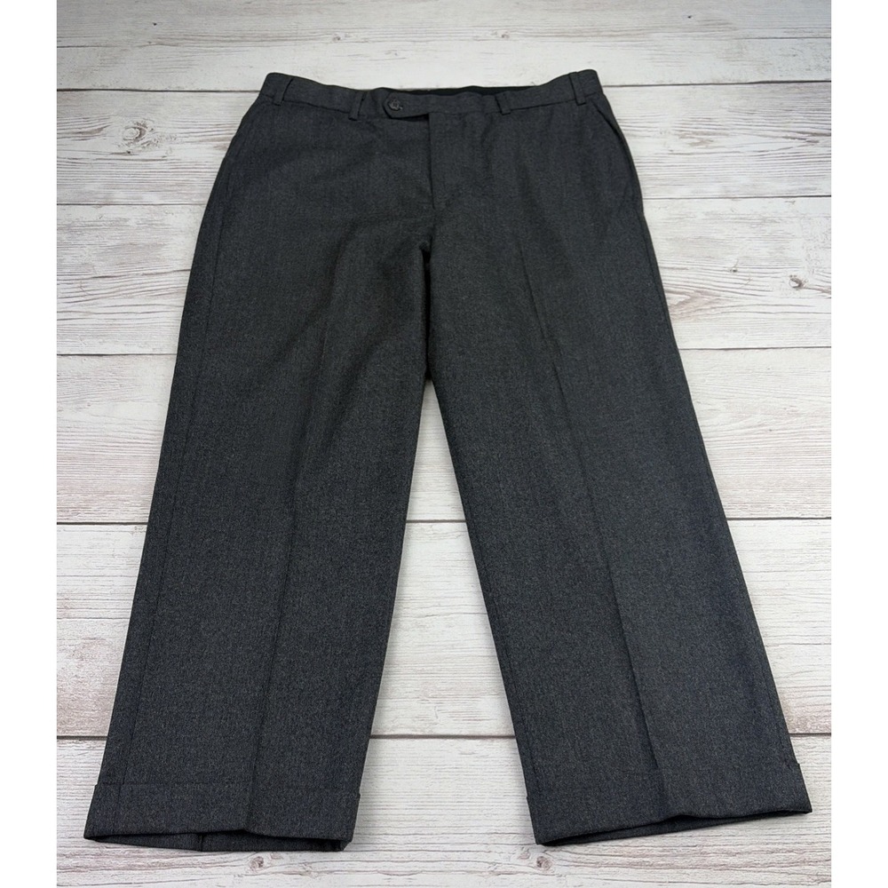 Brooks Brothers Men's 34W Gray Wool Pants Super 120s Vitale Barberis Canonico